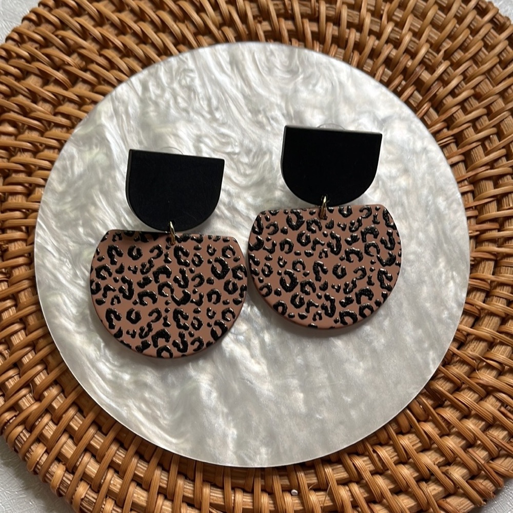 Polymer Clay Leopard Print Earrings